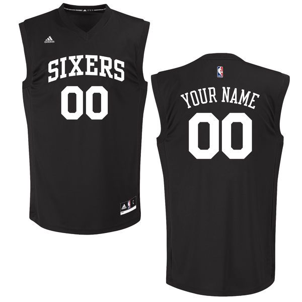 Men Philadelphia 76ers Adidas Black Custom Chase NBA Jersey